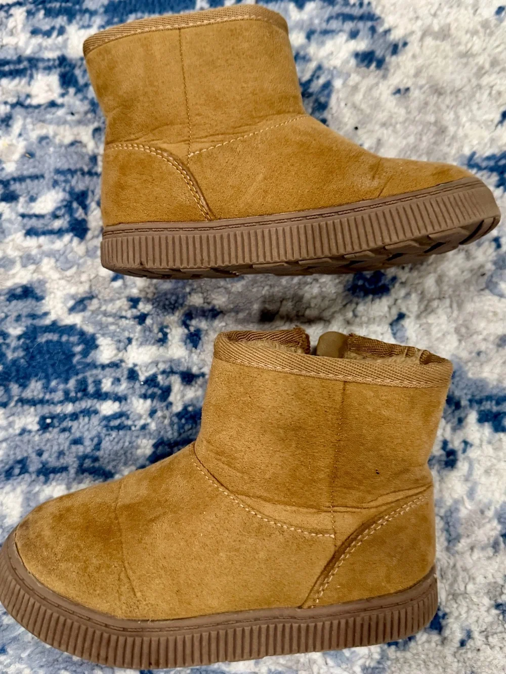 Cat & Jack Tan Faux-Suede Kids Booties with Plush Lining
